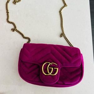 Gucci Women's Velvet GG Marmont Matelassé Super Mini Bag